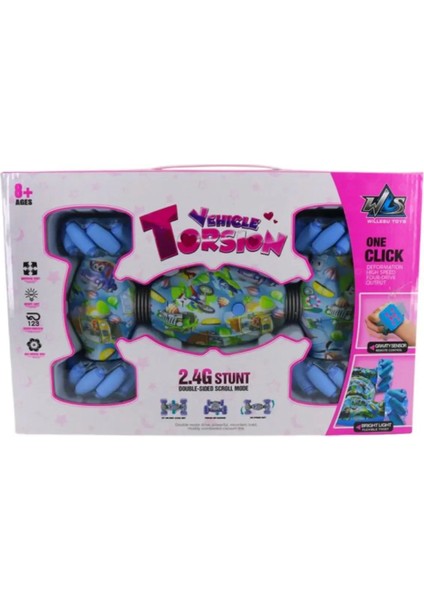 2.4 Ghz Özel Desenli 1200 Mah Saat Kumandalı ve El Sensörlü Motor Sesli Müzikli Şarjlı Akrobat Araba