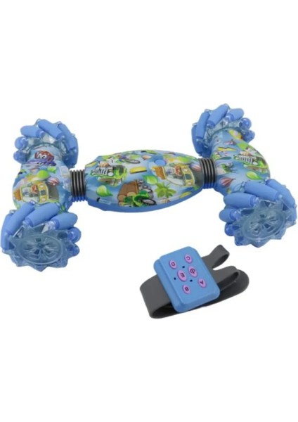 2.4 Ghz Özel Desenli 1200 Mah Saat Kumandalı ve El Sensörlü Motor Sesli Müzikli Şarjlı Akrobat Araba modelleri