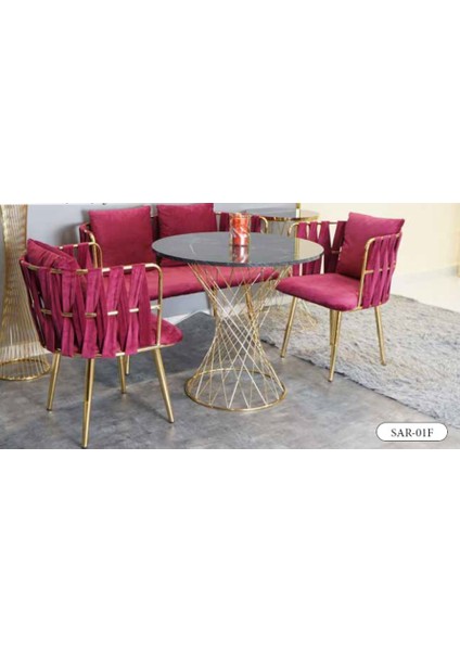 Mim Gold - Pembe Kemerli Sarmaşık Çay Seti