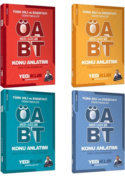 Yediiklim 2026 Meb Ags Öabt Türk Dili ve Edebiyatı Öğretmenliği Konu Anlatımlı Set 4 Kitap