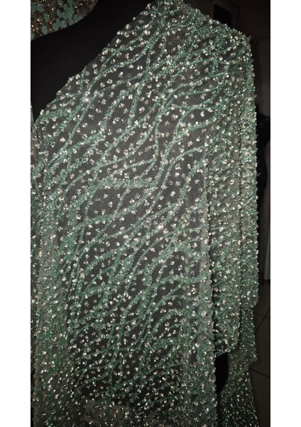 Taş Sim Işlemeli Transparan Tül,taşlı Tül Kumaş Şık Geceabiye Elbisekumaş