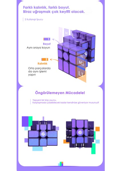 Mirror M UV 3x3 48 Mıknatıslı Parıltılı Ayna Mor Hız Küpü TR Resmi Satıcısı modelleri