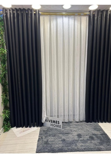 Nivemeshome Keten 1/2,5 Sık Pileli Yeni Sezon Tül Perde Apm