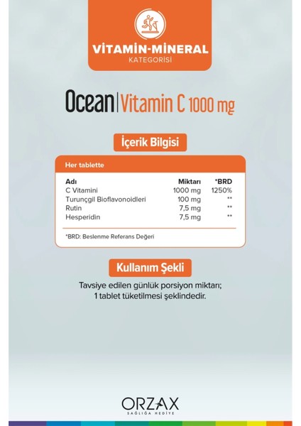 Asfstore Ocean Vitamin C 1000 Mg 30 Tablet - 1 Alana 1 Bedava fiyatları