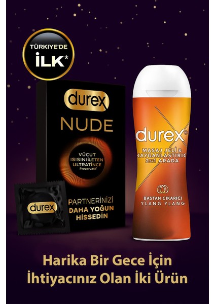 Asfstore Durex Nude 8'li + Durex Play Masaj 2 In 1 Sensual Jel 200 ml
