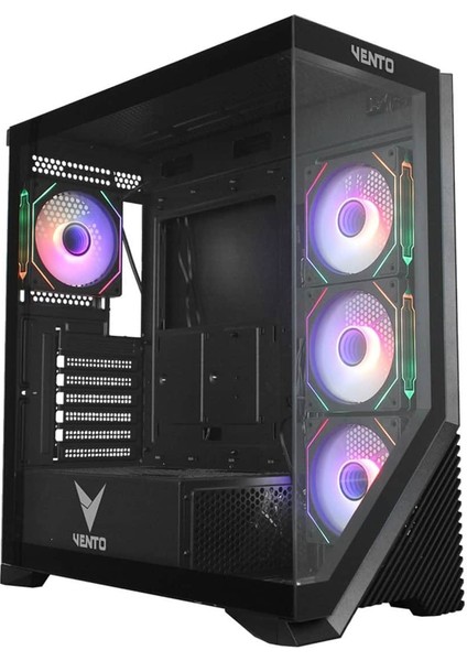 Vento VG4202FLA 750W 80+ Bronze Cam Ön-Yan Panel Sıyah 4X12CM Adreslenebilir Argb Gamıng Atx Kasa