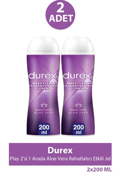 Asfstore Durex Play 2'si 1 Arada Aloe Vera Rahatlatıcı Etkili Jel 200 ml 2 Adet