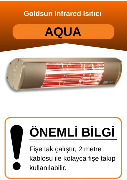 Aqua 1500 Watt GSA15 Kumandasız Suya Dayanıklı Elektrikli İnfrared Isıtıcı-Bej fiyatları