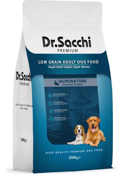 Dr.Sacchi Premium Düşük Tahıllı Somonlu ve Ton Balıklı Yetişkin Köpek Maması 2 Kg fiyatları