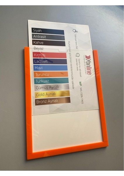 10 Adet A4 Turuncu Belge Sertifika Çerçevesi Kendinden Yapışkanlı Kolay Değiştirilebilir Föylük