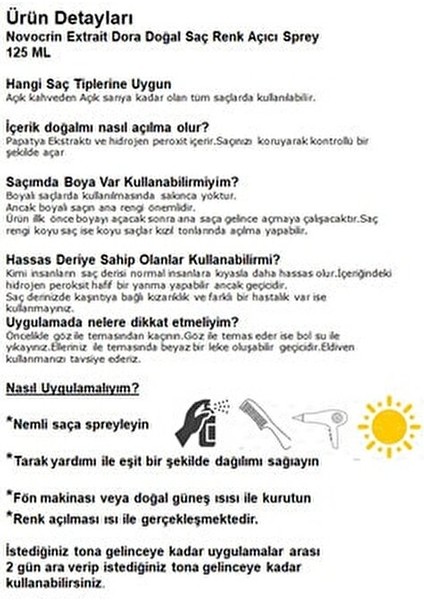 Extra Dora Papatya Ekstratlı Renk Açıcı Sprey 125 ml Sarı Saçlar için Doğal Etki modelleri