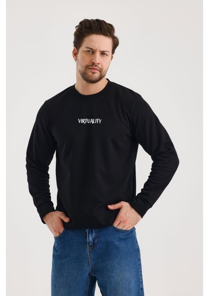 Unısex Baskılı Sıfır Yaka Sweat