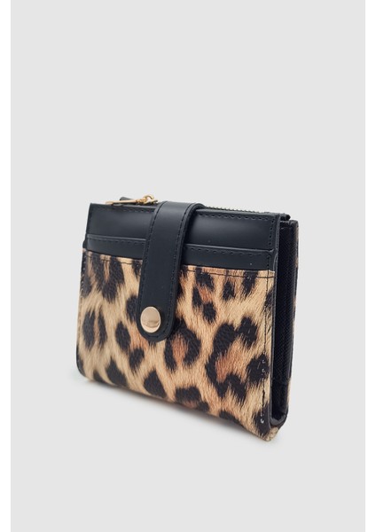Ivina Kapitone Detaylı Kartlıklı Çıtçıt ve Fermuarlı Kadın Cüzdan Leopar modelleri