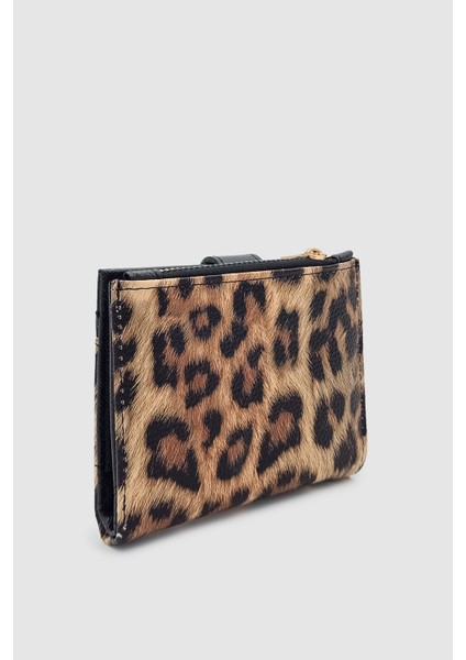 Ivina Kapitone Detaylı Kartlıklı Çıtçıt ve Fermuarlı Kadın Cüzdan Leopar fırsatları