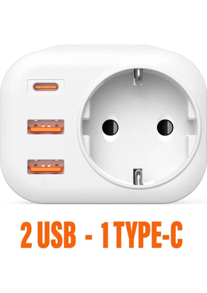 2500W 3.4A 2x USB 1x Type-C 1x Soket Şarj Adaptörü Priz Çoğaltıcı Grup Priz modelleri