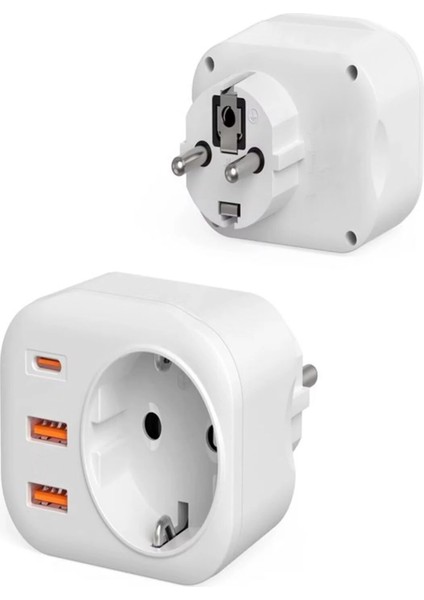 2500W 3.4A 2x USB 1x Type-C 1x Soket Şarj Adaptörü Priz Çoğaltıcı Grup Priz indirimleri