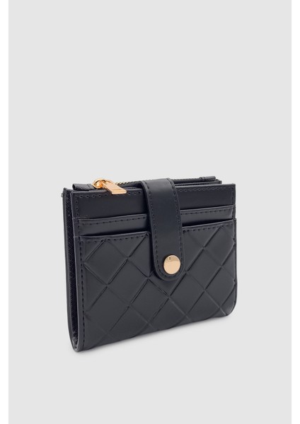 Ivina Kapitone Detaylı Kartlıklı Çıtçıt ve Fermuarlı Kadın Cüzdan Siyah fiyatları