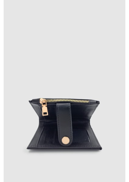 Ivina Kapitone Detaylı Kartlıklı Çıtçıt ve Fermuarlı Kadın Cüzdan Siyah indirimleri