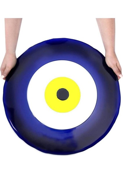 Dev Cam Nazarlık Nazar Boncuğu Lüks Kalite 40 cm Çap El Işi Sarı Göz Dekoratif Duvar Süsü