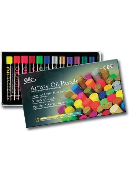 Gallery Artists Oil Pastel 12LI Set Metalik + Fosforlu Renkler