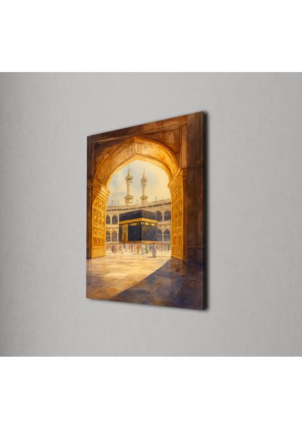 Kâbe Tablosu – Islami Sanat Eseri, Dini Duvar Dekoru, Kanvas Tablo, Ev ve Ofis Için Dekoratif modelleri
