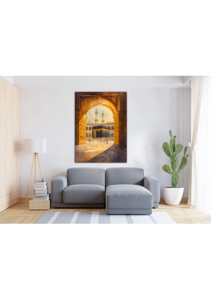 Kâbe Tablosu – Islami Sanat Eseri, Dini Duvar Dekoru, Kanvas Tablo, Ev ve Ofis Için Dekoratif