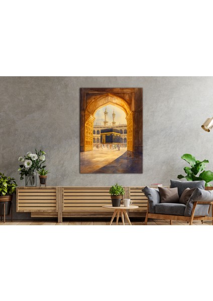 Kâbe Tablosu – Islami Sanat Eseri, Dini Duvar Dekoru, Kanvas Tablo, Ev ve Ofis Için Dekoratif