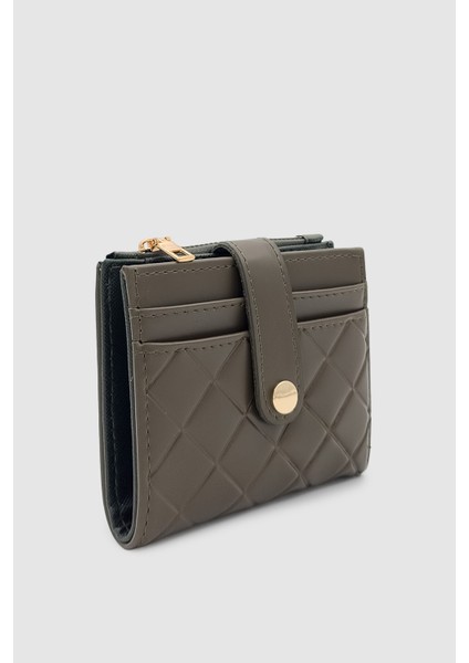 Ivina Kapitone Detaylı Kartlıklı Çıtçıt ve Fermuarlı Kadın Cüzdan Haki fiyatları