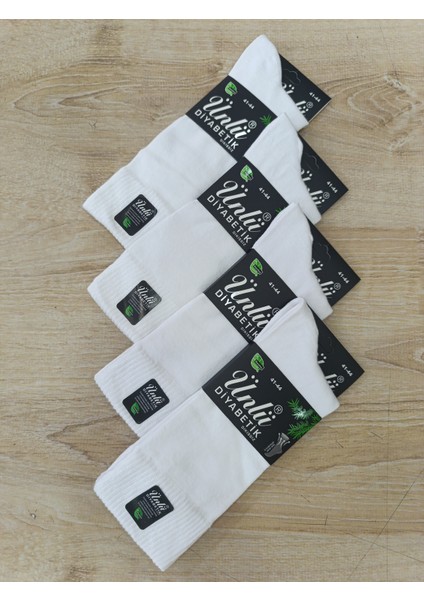 Diabetik Bamboo Dikişsiz Beyaz 4 Çift Beyaz Çorap