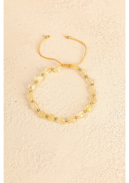 Sitrin Doğal Taş Makrome Bileklik