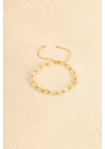 Sitrin Doğal Taş Makrome Bileklik modelleri