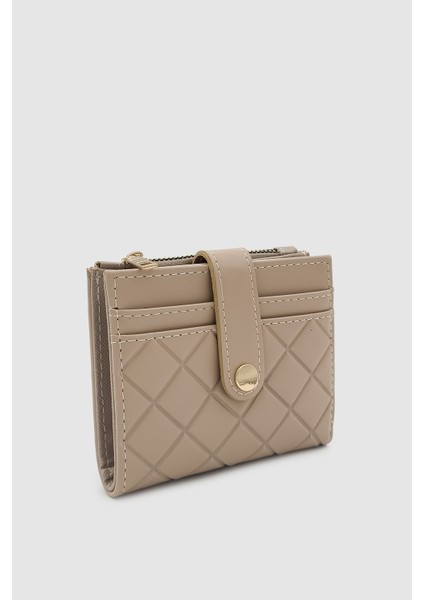 Ivina Kapitone Detaylı Kartlıklı Çıtçıt ve Fermuarlı Kadın Cüzdan Krem fiyatları