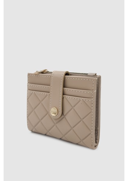 Ivina Kapitone Detaylı Kartlıklı Çıtçıt ve Fermuarlı Kadın Cüzdan Krem modelleri