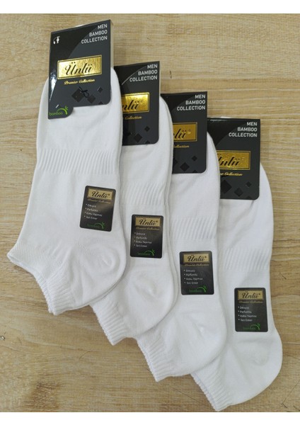 Bamboo Spor Patik Çorap Dikişsiz 4 Çift Beyaz