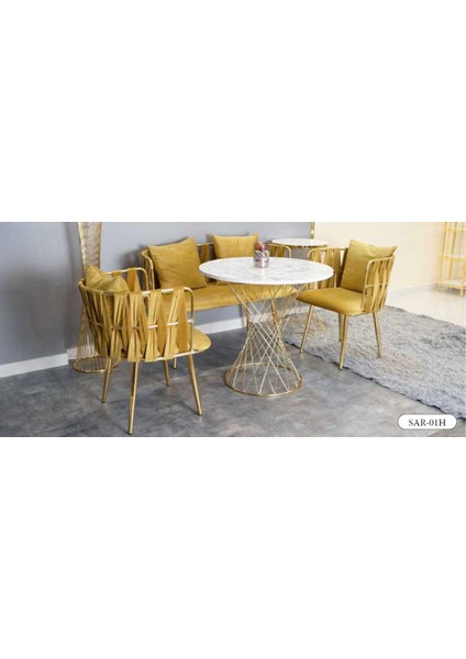 Mim Gold - Sarı Kemerli Sarmaşık Çay Seti