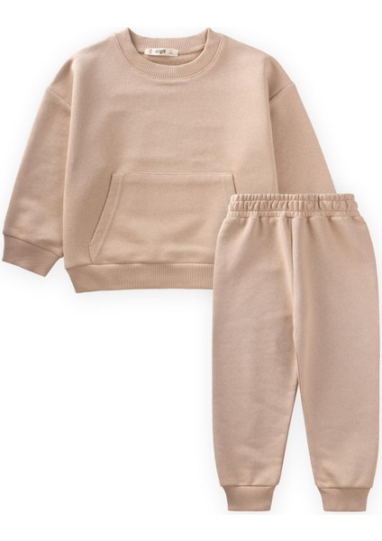 Sweatshirt Takım 1-8 Yaş Bej