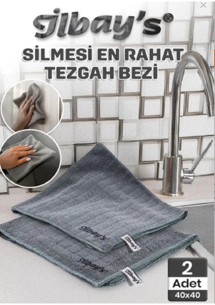Mutfak Tezgah Bezi Seti Yüksek Emicilik 2 Adet 40x40 cm Kolay Temizlik