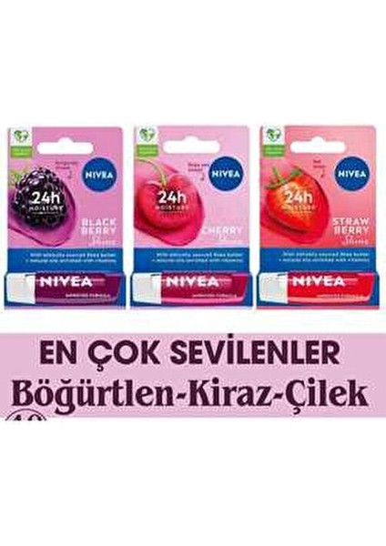 Böğürtlen Kiraz Çilek Dudak Bakım Kremi 4.8g x 3