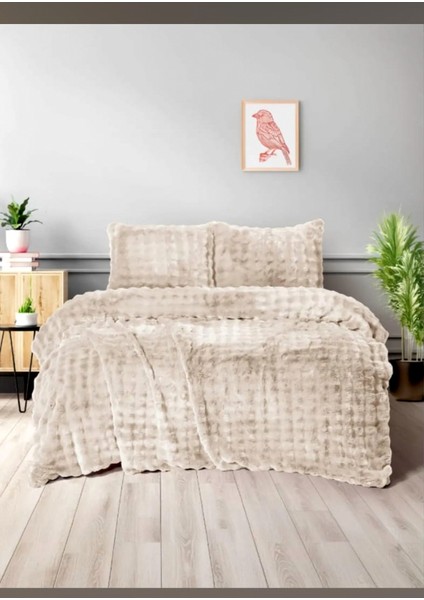 Diamond Kürk Comforter Set, Çift Kişilik Yorgan Seti (220X240)-BUBBLE Bej