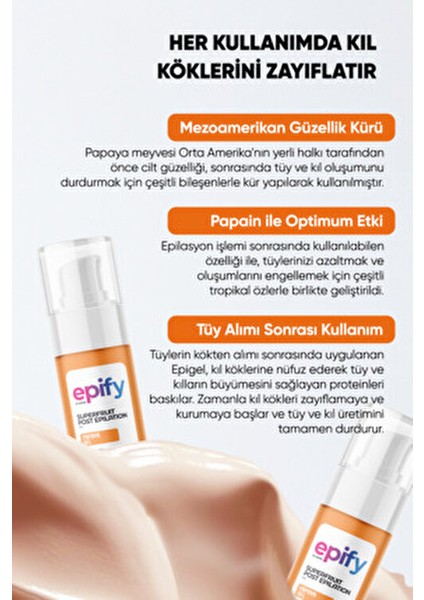 Tüy Azaltıcı Papaya Sütü 150 ml Hassas Ciltler için Derinlemesine Nüfuz Eden Formül