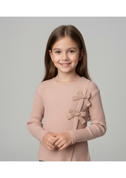 Kurdele Detaylı Kız Çocuk Sweatshirt