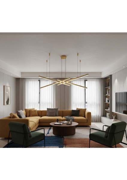 Sarkıt Led Avize Astrail 4 x 100 Cm Çubuk Avize Gold Boya Gün Işığı modelleri