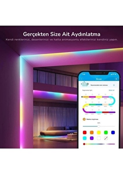 5m LED Şerit Işık RGB Renk Seçenekleri Akıllı Wi-Fi Kontrolü Enerji Tasarruflu