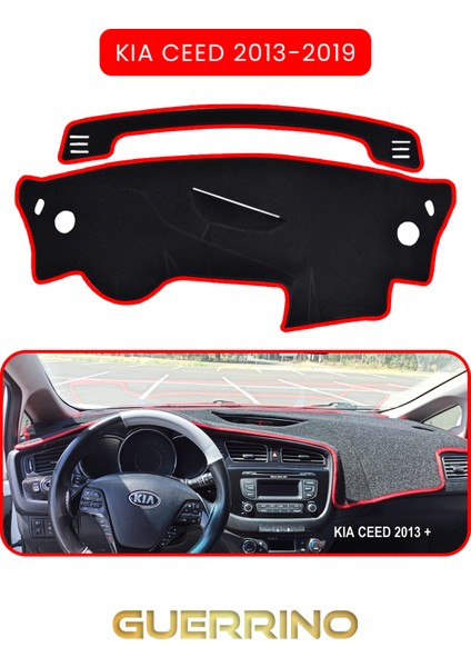 Kia Ceed 2013-2019TORPİDO Koruma Halısı Kırmızı Kenar