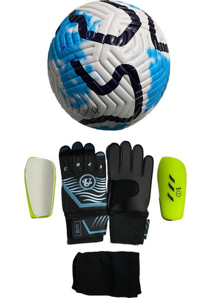 5 No Futbol Topu, Kaleci Eldiveni ve Tekmelik 3'lü Set + Pompa Hediyeli