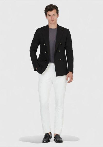 Siyah Zeroweight Slim Fit Keten Karışımlı Ceket fiyatları