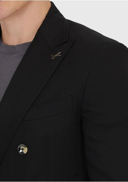 Siyah Zeroweight Slim Fit Keten Karışımlı Ceket fırsatları