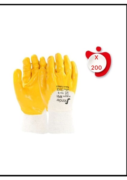 NP01 No:10 Sarı Nitril Eldiven 200 Çift