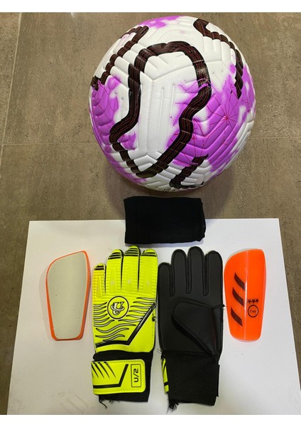 5 No Futbol Topu, Kaleci Eldiveni ve Tekmelik 3'lü Set + Pompa Hediyeli