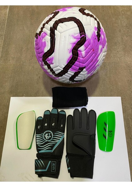 5 No Futbol Topu, Kaleci Eldiveni ve Tekmelik 3'lü Set + Pompa Hediyeli